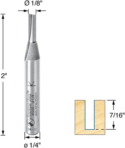Vista 2 de Amana Tool - 45200 Carburo Sólido Borde Recto Plunge Alta Producción 1/8 Dia x 7