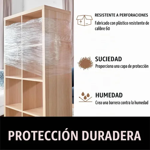 Vista 4 de GORILLA GRIP Rollo de envoltura retráctil 500% con asa, película elástica de plástico de 5 pulgadas y 500 pies, suministros de mudanza
