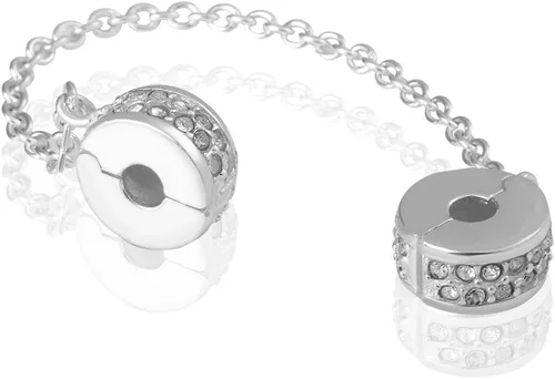 Vista 2 de SOUKISS Cadena de seguridad con cierre de plata de ley 925 de cristal transparente para pulseras y regalos de Navidad, Plata esterlina