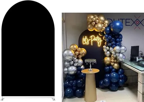 Vista 7 de Telón de fondo de arco beige champán, fundas de pared arqueadas de fondo elástico para fotografía de animales, decoración de fiesta de animales