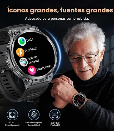 Vista 7 de LIGE Reloj inteligente con marca/respuesta de llamada, pantalla HD de 1.85 pulgadas, relojes inteligentes con batería de 730 mAh, linterna, 120