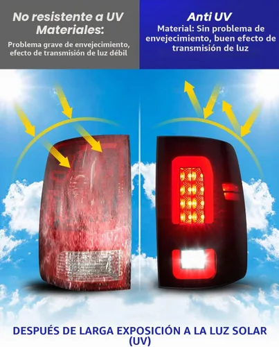 Vista 6 de AUTOONE Conjunto de Luz Trasera LED Completa Ram para Dodge Ram 1500 2009, Ram 1500 2500 3500 2010-2018, Lado del Conductor y Pasajero con Lente