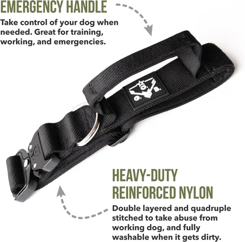 Vista 5 de Operation Good Boy - Collar táctico para perro, nailon duradero de grado militar con hebilla de liberación rápida y asa de entrenamiento, ajustable