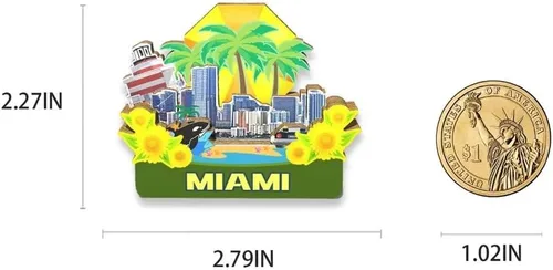 Vista 3 de Imán de Miami, de los E.E.U.U., de madera, 3D, monumentos, viajes, coleccionables, recuerdos, decoración hecha a mano
