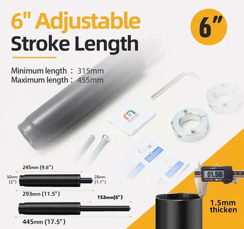 Vista 3 de MASTERY MART Kit de repuesto de cilindro de gas para silla de oficina, pistón neumático hidráulico resistente de 6 pulgadas, capacidad de 1000