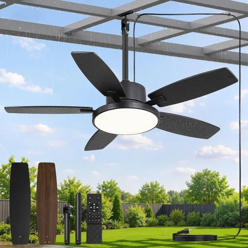 Vista 12 de Ventilador de techo al aire libre de 42" con luz remota IP65 impermeable ventilador de techo RGB