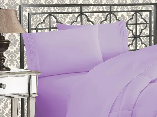 Vista 2 de Elegance Linen Sábanas de calidad egipcia sólidas de 4 piezas de la serie 1800 con bolsillos profundos de hasta 16 pulgadas, tamaño individual