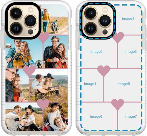 Vista 15 de Funda personalizada para iPhone 15 Pro, collage de fotos personalizada de múltiples imágenes, resistente a los impactos, suave funda protectora