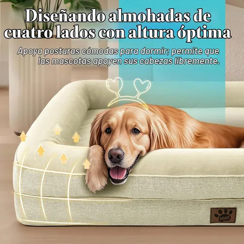Vista 4 de Cama ortopédica impermeable de espuma viscoelástica XL antideslizante Beige1