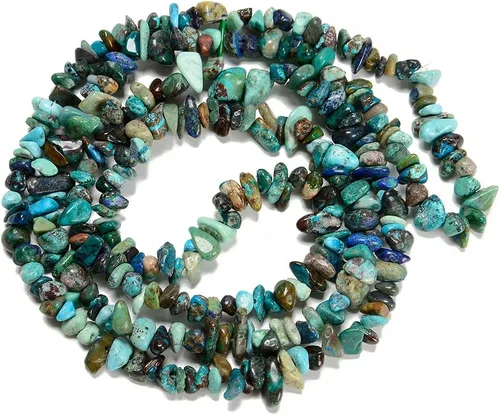 Vista 2 de Cuentas de piedras preciosas naturales de finchenita de azurita de 0.315 a 0.315 pulgadas, cristales curativos, pulseras de cintura, kit de collar