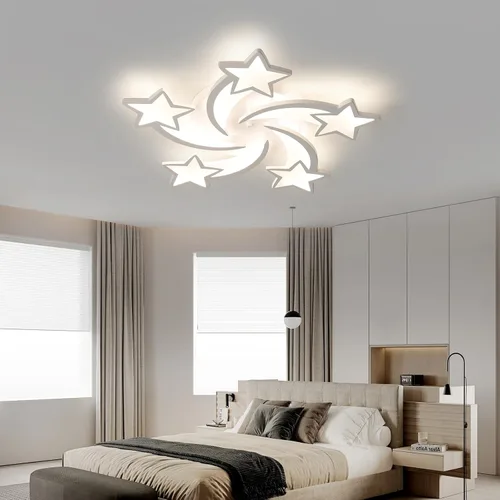 Vista 6 de JAYMP Lámpara de techo en forma de flor regulable moderna lámpara de techo con control remoto LED para dormitorio, sala de estar, comedor