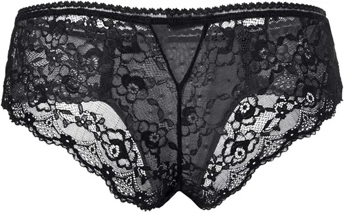 Vista 2 de PERAMBRY Tanga sexy de encaje elástica para mujer, corbatín transpirable, a la moda, Negro