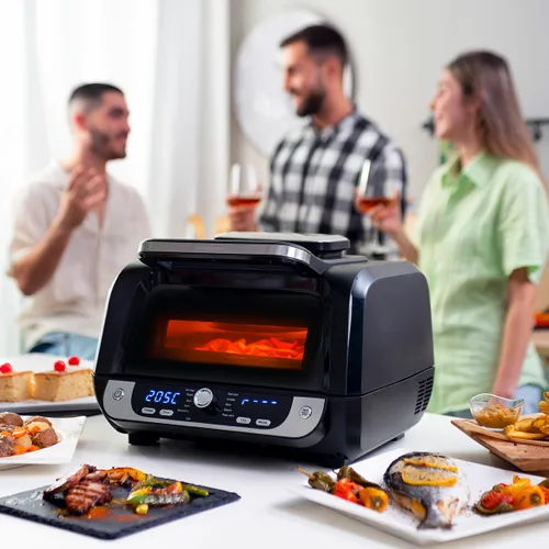 Vista 4 de Freidora de Aire con Grill, Accesorios y Recetario InnovaGoods Fryinn 12-in-1 6000 Negro Acero 3400 W 6 L