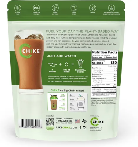Vista 2 de CHIKE Proteína de planta de café helado con leche de caramelo salado, 16.8 onzas