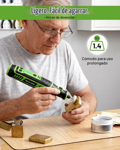 Vista 5 de PHALANX Kit de herramientas rotativas inalámbricas de 8 V, batería de 2.0 Ah recargable con 73 accesorios, luz LED de 5 velocidades, ideal