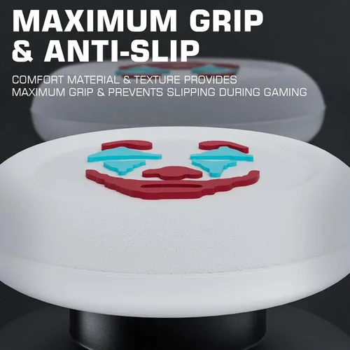 Vista 7 de PlayRealm NO FALLING OFF Thumbstick Extender & Silicone Grip Cover 2 Sets for PS5 & PS4 Controller (Joker White)