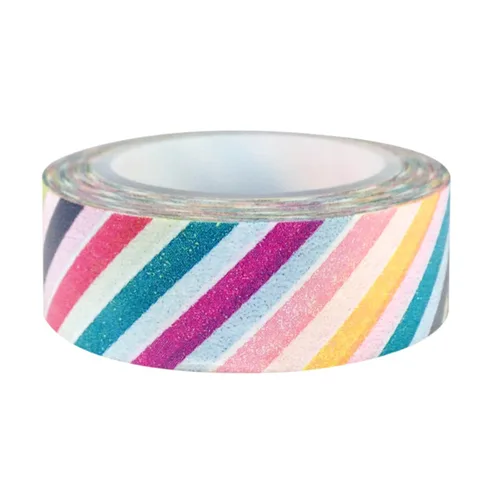 Vista 37 de Wrapables Cinta adhesiva japonesa a rayas Washi - Rayas cortas negras y multicolor