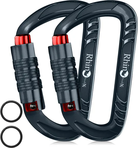 Vista 28 de Rhino Produxs 12kN (2697 lbs) Heavy Duty Carabiner Clips Autolocking Negro