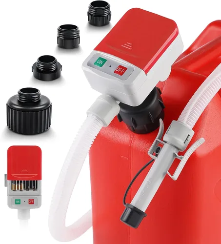 Vista 9 de 3.2GPM Bomba de transferencia de combustible portátil con sensor de parada automática, color azul with 4 Tank Adapter, 51" Hose, Battery-Powered