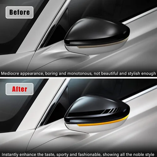 Vista 3 de Dickno 2 piezas de adhesivos para espejo retrovisor de coche, 14 cm × 1,4 cm Adhesivos impermeables para espejo lateral de auto, tiras