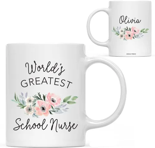 Vista 22 de Andaz Press Taza de café personalizada de 11 onzas, taza ejecutiva de relaciones públicas más grande del mundo, flor de anémona rosa, 1 paquete