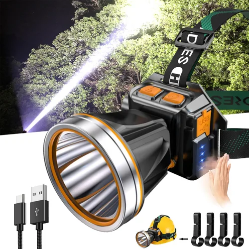 Vista 11 de Faro LED diseño separado faro al aire libre impermeable recargable largo alcance faro adecuado para acampar senderismo caza