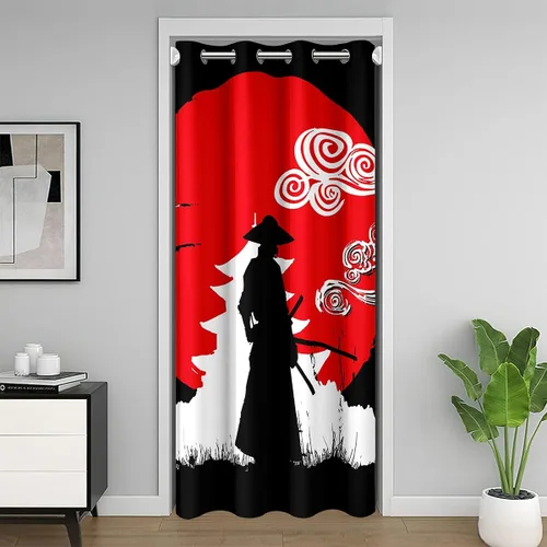 Vista 10 de Erosebridal Cortina opaca para puerta de zorro para niños, bonito diseño de oso bosque, ciervo, para niños y niñas, búho de dibujos animados