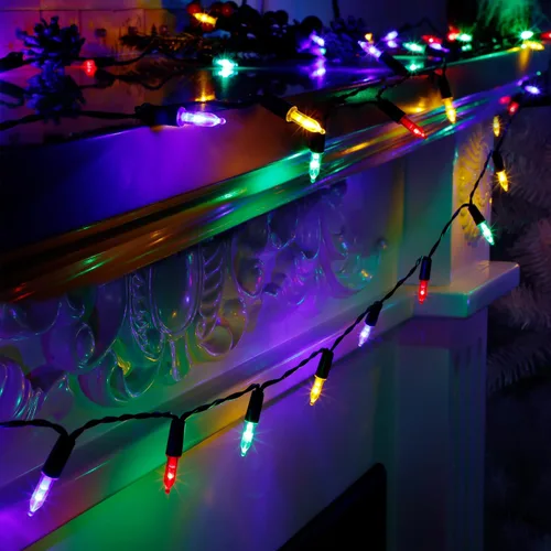 Vista 3 de Joliyoou Paquete de 2 tiras de luces multicolor, 16 pies, funciona con pilas, para interiores y exteriores, luces de hadas de Navidad