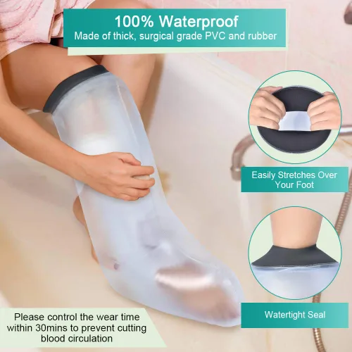 Vista 4 de Funda fundida para ducha y baño, protector impermeable para patas de ducha, bolsa protectora impermeable para adultos, reutilizable, sellada al