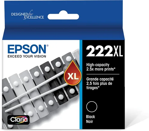 Vista 2 de Epson 222 Cartucho negro de tinta Claria de alta capacidad (T222XL120-S) funciona y cartucho cian de capacidad estándar de 222 Claria Ink