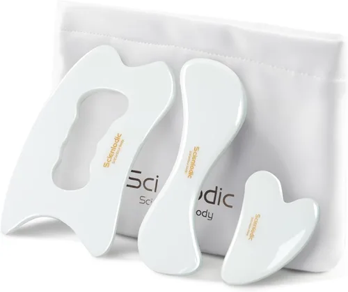 Vista 18 de Scienlodic Gua Sha - Herramienta de masaje con mango (resina), herramienta de raspado Guasha más grande para masaje de espalda, cuello, cara