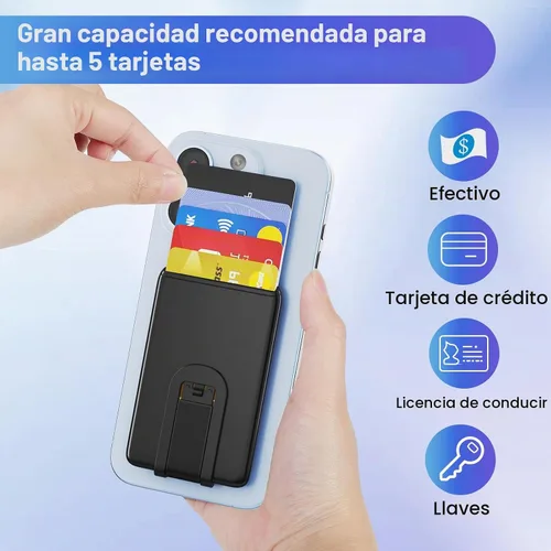 Vista 4 de Senose Billetera de silicona para teléfono con soporte, tarjetero