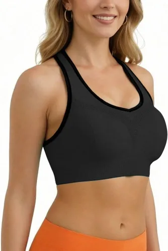 Vista 5 de Match - Brasier deportivo para mujer, sin varillas, sin costuras, con relleno, espalda cruzada, brasier de yoga para entrenamiento, gimnasio, ropa