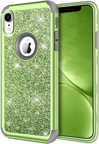 Vista 18 de Hython Compatible con Funda para iPhone XR, Protector Defensor de Cuerpo Completo de Servicio Pesado con Purpurina Brillante Reluciente, Carcasa