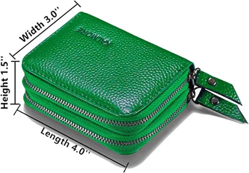Vista 2 de KALMORE Women's Genuine Leather RFID Secure Spacious Cute Zipper Card Wallet Small Purse