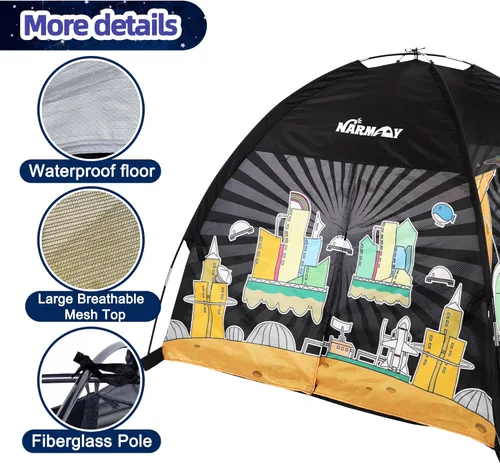 Vista 5 de NARMAY® Play Tent Space World Dome - Tienda de campaña para niños, diversión en interiores y exteriores, 48 x 48 x 40 pulgadas