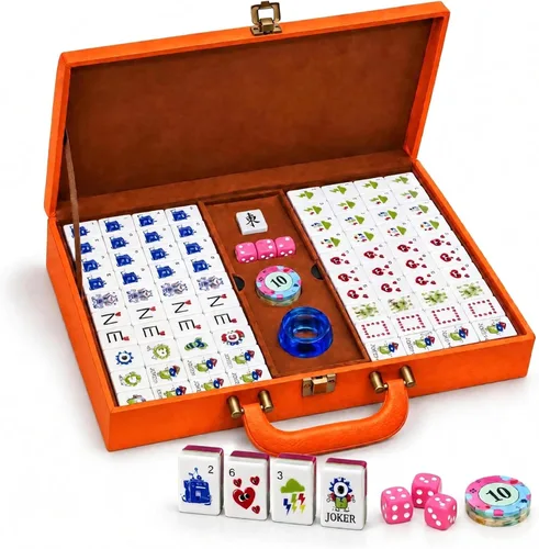 Vista 9 de American Mahjong Set, 160 piezas de 4 capas de acrílico Mahjong Verde claro