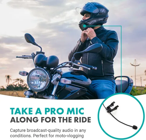 Vista 2 de Movo ACM400 Micrófono omnidireccional de cuello de ganso flexible para Motovlogging, micrófono de casco para cámara de acción Moto Vlog - Micrófono