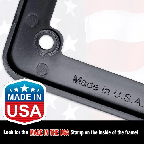 Vista 5 de Marco soporte para placa de matrícula de motocicleta con bandera estadounidense. Letras elevadas 3D (negro/negro)