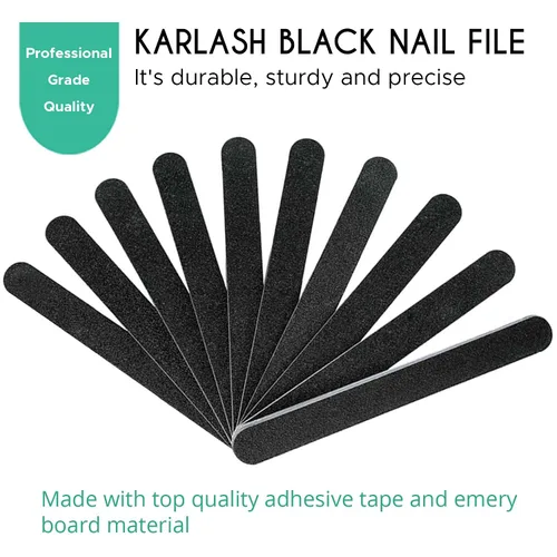 Vista 2 de Karlash Tablero de esmeril profesional de doble cara 7 "lima de uñas negra 100/100 10pcs