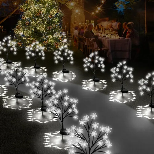 Vista 8 de Luces solares de camino de copos de nieve multicolor para decoraciones de Navidad al aire libre - Paquete de 2 luces de estaca de jardín de 40 LED