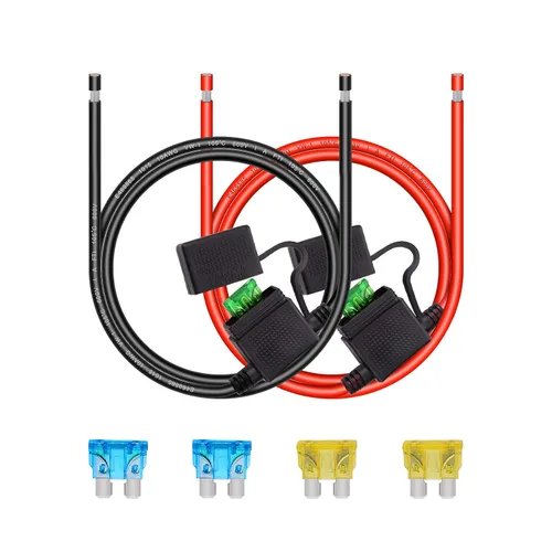 Vista 8 de Portafusibles de calibre 10 – Portafusibles de alambre resistente en línea de 10 AWG con fusibles de hoja ATC/ATO de 30 amperios para automóvil