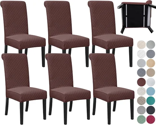 Vista 39 de SPRINGRICO Paquete de 2 fundas para sillas de comedor con cinturón de seguridad, fundas elásticas para sillas Parsons lavables, fundas protectoras