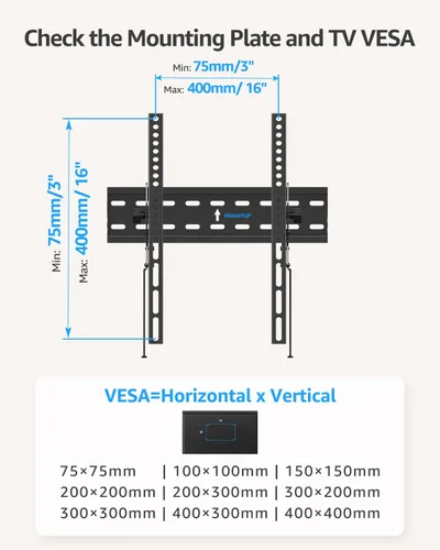 Vista 3 de MOUNTUP Soporte de pared para TV, soporte de TV inclinable para la mayoría de televisores planos/curvos LED LCD OLED de 26 a 60 pulgadas, perfil