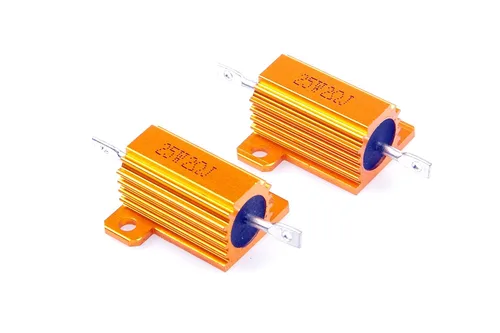 Vista 3 de Resistor de carcasa de aluminio electrónico de 25 W, 2 ohmios y 5% bobinado de alambre dorado (paquete de 2)
