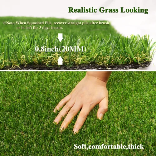 Vista 2 de Weidear Césped artificial de 1 x 3 pies, alfombra de césped artificial realista con agujeros de drenaje, 0.787 in para interior y exterior, césped