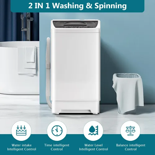 Vista 5 de DOGHLY - Lavadora portátil de 16 libras, lavadora y centrifugadora completamente automática con 10 programas, bloqueo para niños y ahorro