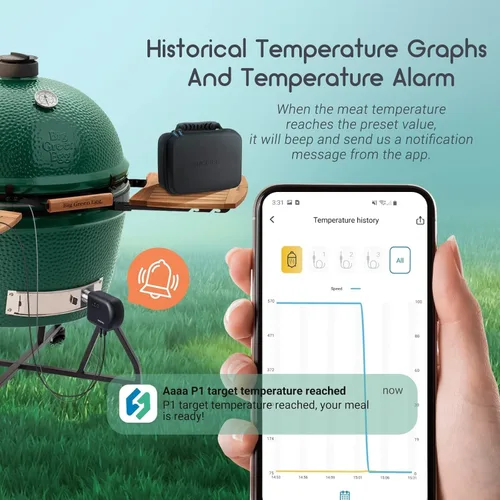 Vista 5 de INKBIRD Controlador de temperatura Wi-Fi y Bluetooth para barbacoa, termómetro automático para ventilador de ahumador, con 4 sondas para huevo