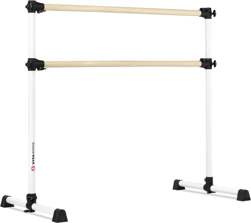 Vista 18 de Barra de ballet portátil independiente doble Vita Barre, Prodigy, de madera Altura ajustable, hecha en EE. UU., equipo de ejercicio para casa