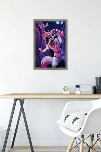 Vista 6 de Trends International Five Nights at Freddy's: Sister Location - Póster de pared Funtime Foxy, 14.725 x 22.375 pulgadas, versión enmarcada de madera